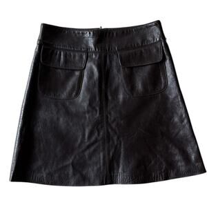 Vintage Y2K Jungal Brown Leather Mini Skirt Size 6